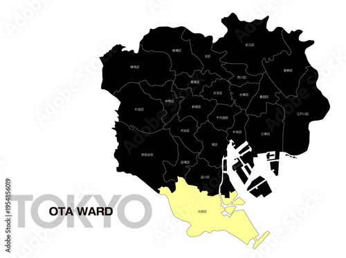 東京都大田区の位置地図 区名有り 03