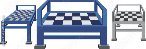 adjustable height workbench with checkered pattern vector illustration
