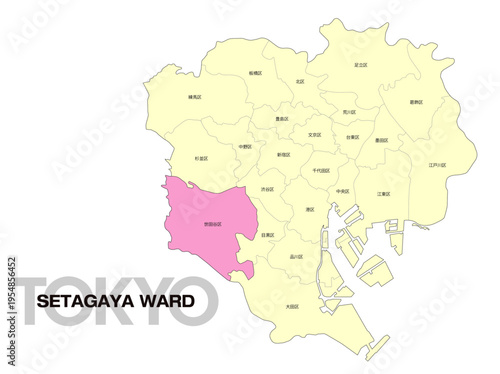 東京都世田谷区の位置地図 区名有り 01