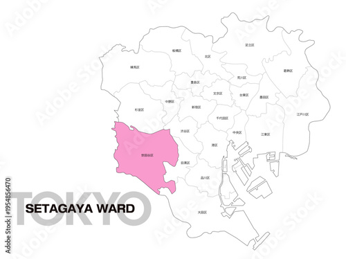 東京都世田谷区の位置地図 区名有り 04