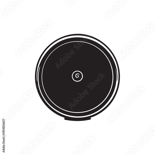 Compact makeup powder or cosmetic container top view black and white vector silhouette