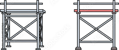 modern steel truss bridge construction framework vector illustration