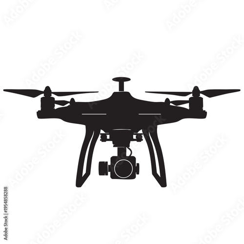 Drone with camera silhouette, front view
