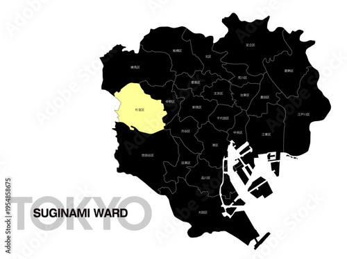 東京都杉並区の位置地図 区名有り 03