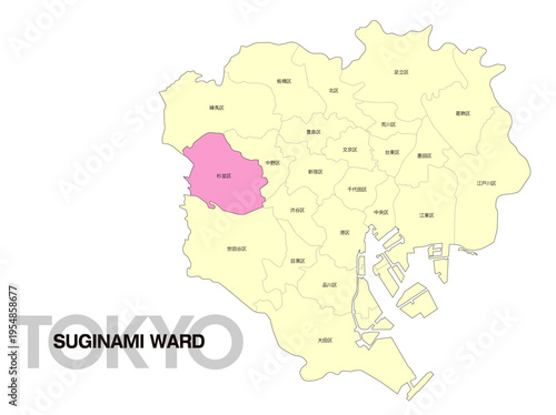 東京都杉並区の位置地図 区名有り 01
