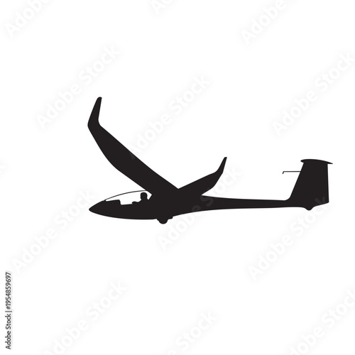 Glider aircraft silhouette for soaring and aerodynamic sports recreation