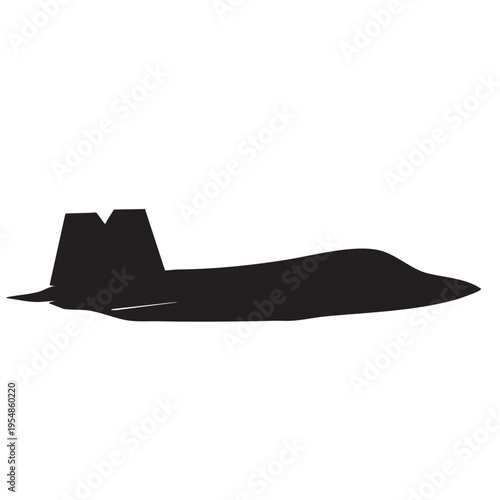 Silhouette of fighter jet airplane side view isolated on white background vector