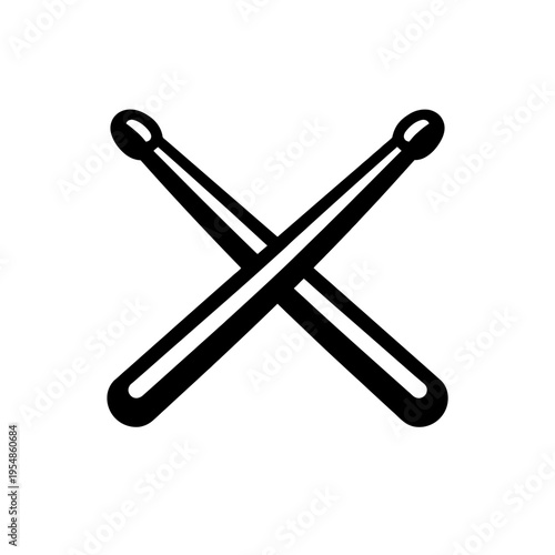 Iconic Crossed Drumsticks Vector Art for Music Enthusiasts and Drummers – A Classic Percussion Instrument Symbolizing Rhythm, Performance, and Musical Passion in a Bold, Minimalist Black and White Des