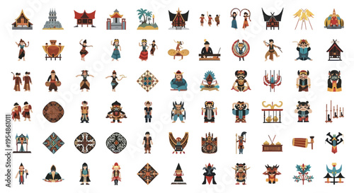 vintage slavic mythological symbols and characters