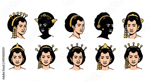 Diverse women with gold headpieces