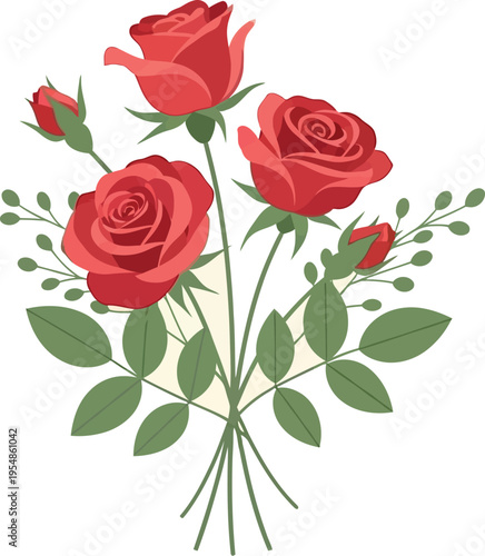 A vibrant bouquet of roses and leaves on display indoors