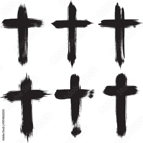Cross Holy Ash cross Black Brush vector silhouette collection set