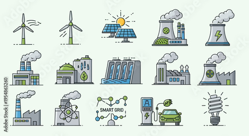 eco friendly city infrastructure icons