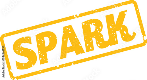 Yellow textured stamp with the word SPARK indicating a new beginning or innovative idea