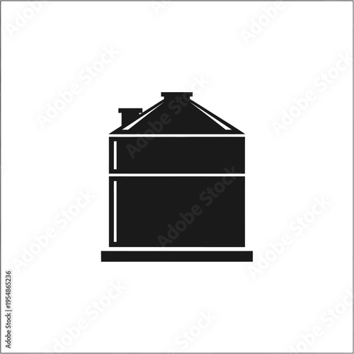 Vector Silhouette of a Grain Silo, Representing Storage and Agriculture Industry Infrastructure