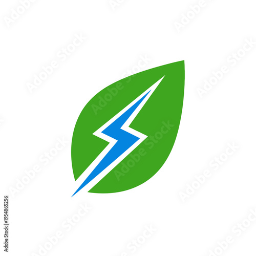Free Download Vibrant green leaf and dynamic blue lightning bolt logo, symbolizing sustainable energy, eco-friendly power, and modern renewable technology for a brighter, cleaner future - GFXLoad