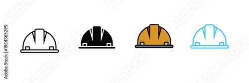 Industrial Safety Hard Hat Icon for Construction Workers, Engineering Sites, and Protective Headgear. Symbol Vector Illustration.