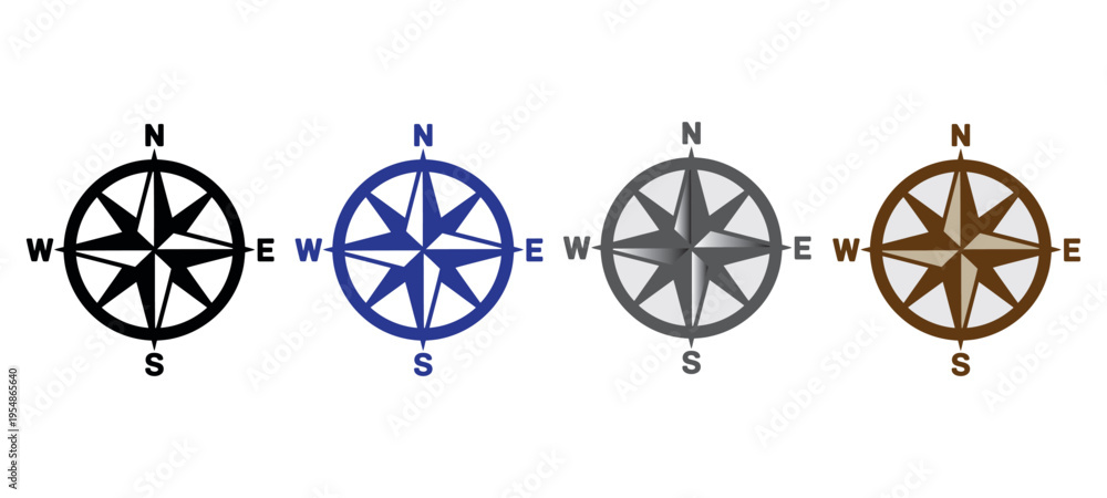 Fototapeta premium compass rose set with directional arrows and cardinal points on circular design