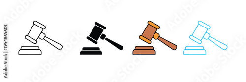 Justice Gavel Icon for Legal Services, Law Court Authority, and Auction Hammer. Symbol Vector Illustration.