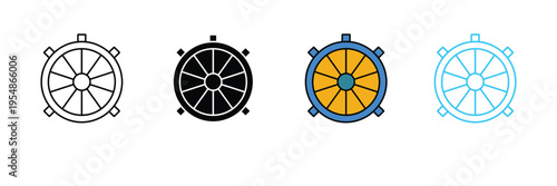 Nautical Ship Steering Wheel Icon for Marine Navigation, Sailboat Helm, and Maritime Adventure. Symbol Vector Illustration