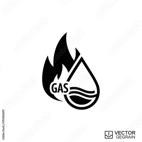 Gas and Liquid Fuel Energy Icon representing Combustion and Petroleum Resources for Power Generation and Industrial Heating Systems