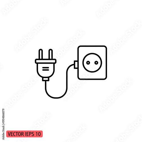 Electrical power connection icon representing energy supply and device charging capability, essential utility for modern technology and home appliances