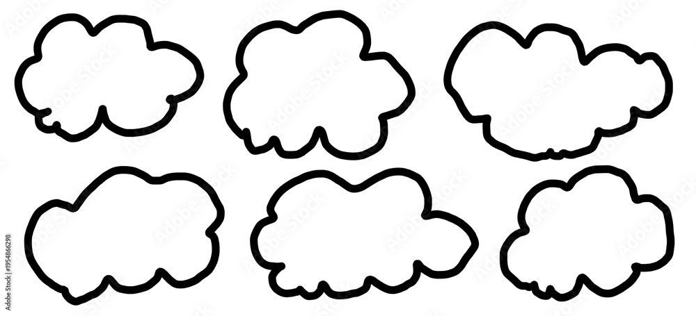 Fototapeta premium set of Hand drawn line cloud