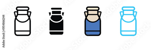 Classic Milk Can Container Icon for Dairy Production, Farm Fresh Products, and Agriculture Industry. Symbol Vector Illustration.