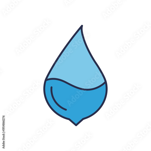 A blue water drop icon with a clear division between the upper and lower halves, representing liquid or a droplet of water, suitable for various designs