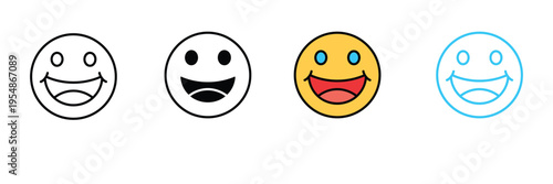 Happy Smiling Face Emoji Icon for Positive Emotion, Joyful Expression, and Friendly Character. Symbol Vector Illustration.