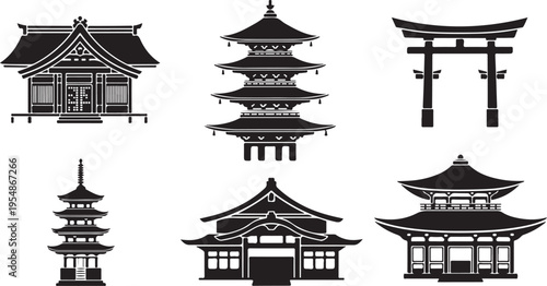 Black and white of traditional chinese pagoda buildings chinese architecture traditional buildings d