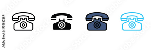 Retro Landline Telephone Icon for Communication, Vintage Phone Support, and Contact Symbol. Symbol Vector Illustration.