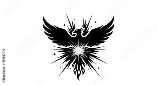 Black Bird Wings Spread Wide.