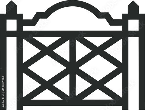 Wrought iron gates featuring a 3d diamond pattern and Star of David design icon as a decorative vector art sign for a web button