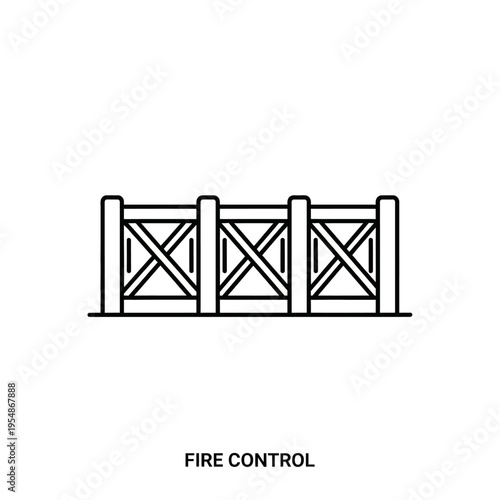Modern vector line icon of a robust safety barrier or protective fence system, symbolizing containment, control, and prevention of hazards in various operational environments