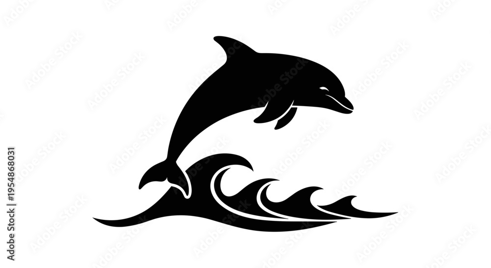 Fototapeta premium Black dolphin jumping out water 1.