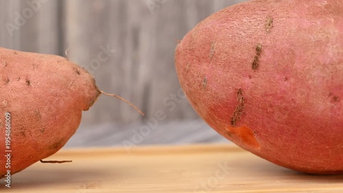 video of a raw sweet potato