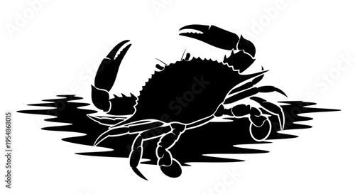 Black Crab Silhouette Side View.
