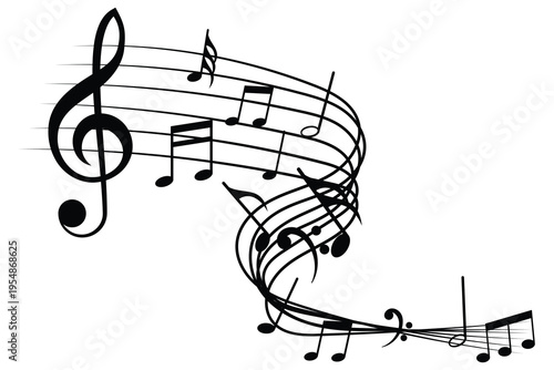 Music note. Set of Musical Notes and Clef Symbols. Simple Music Icon Vector Illustration. Music notes wave set, group musical notes abstract background. 