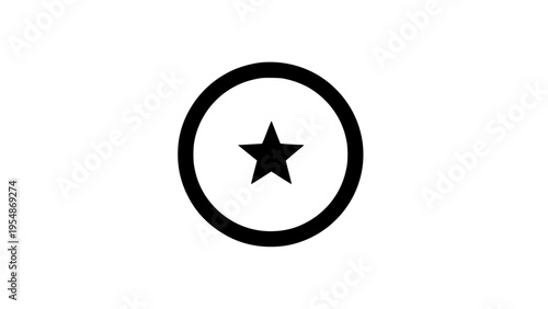 Circular star symbol clear symbol black white icon 