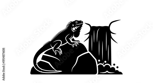 Black lizard on rock formation.