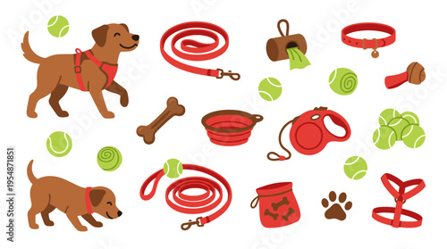 Cute Dog Walking Accessories and Pet Supplies Collection
