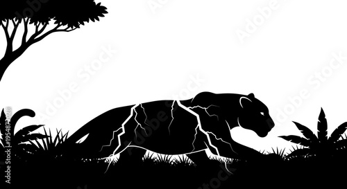Black Panther Silhouette Walking 3.