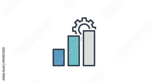 Vector bar chart icon with gear