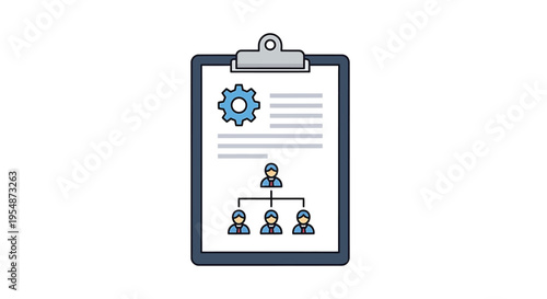 Vector clipboard icon with business organization chart