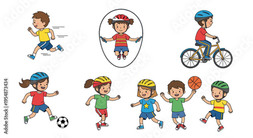 Children engaging in various sports activities.