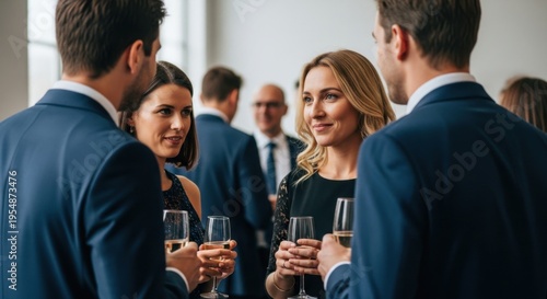 Successful Business Professionals Networking and Celebrating at a Corporate Gala Event, representing Corporate Success and Partnership.