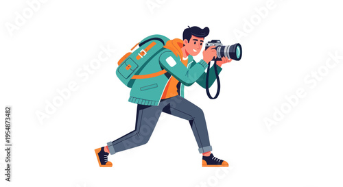 Man holding a large camera equipment.