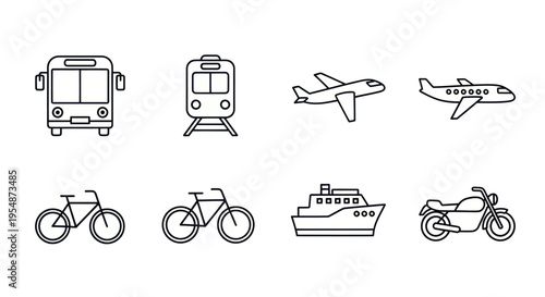 Vehicles Transportation Icons Set.