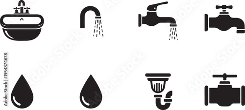 Flat of black kitchen utensils and appliances isolated on white background black kitchen appliances